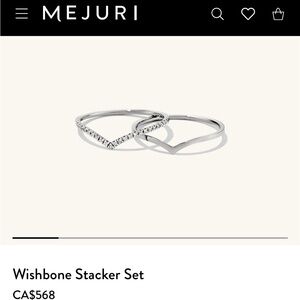 Mejuri wishbone ring set - white gold and diamonds